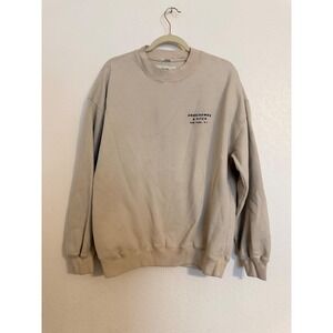 Abercrombie Fitch Mens Oversized Crewneck Sweatshirt Beige Soft Fleece Size M